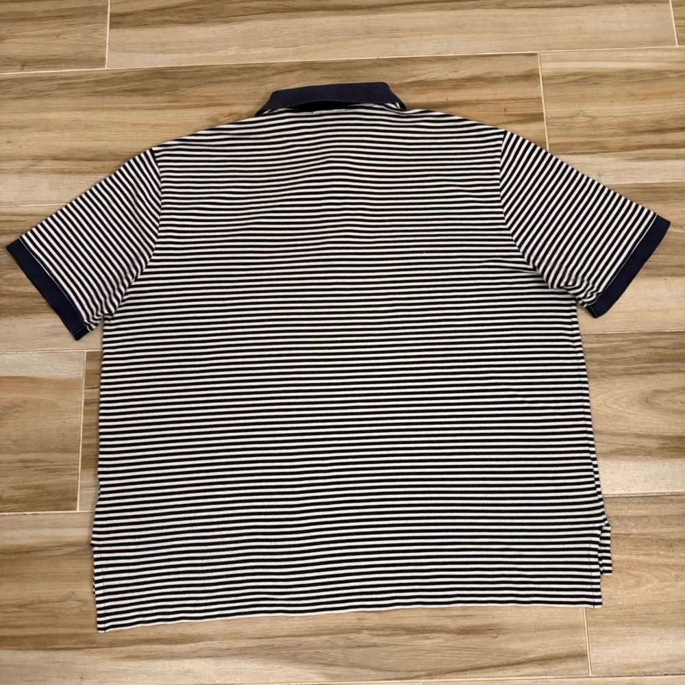 Polo Ralph Lauren Shirt Mens 3XL Big Navy White Striped Short Sleeve Cotton Polo